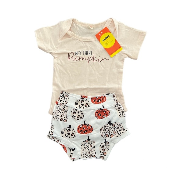 Amazon Baby Girl Fall Pumpkin Outfit Tan / White Size 6 Months NWT - Picture 6 of 6